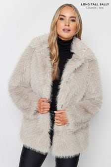 Long Tall Sally Natural Long Faux Fur Coats (U06019) | OMR41