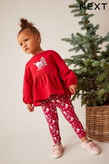Red Peppa Pig Christmas Top And Leggings Set (3mths-7yrs) (U06312) | €16 - €19