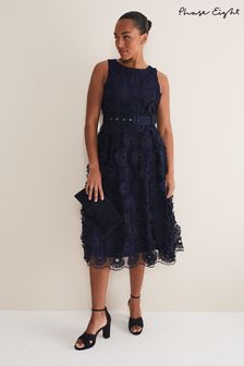 Phase Eight Blue Flossy Lace Midi Dress (U06393) | €154