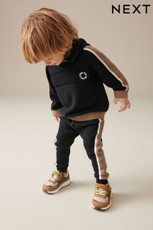 Black/Brown Knitted Textured Hoodie and Joggers Set (3mths-7yrs) (U06396) | TRY 633 - TRY 748