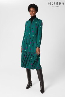 שמלת חולצה באורך מידי בצבע ירוק של Hobbs דגם Nory (U06682) | ‏647 ₪