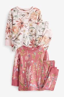 Pink/Cream Floral 2 Pack Pyjamas (9mths-16yrs) (U06694) | SGD 31 - SGD 50