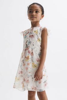 Reiss Ivory Print Martha 4-9 yrs Floral Print Collarless Dress (U06696) | $106