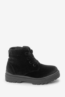 Black Velvet Lace-Up Boots (U06706) | €11.50 - €12.50