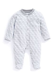 JoJo Maman Bébé Grey Little Elephant Cotton Baby Sleepsuit (U06721) | €32