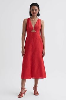 Reiss Orange Rhoda Cotton-Linen Midi Dress (U06724) | 273 €