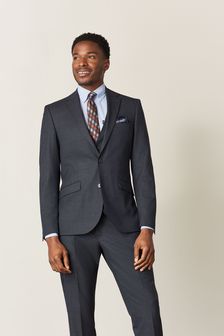 Navy Blue Slim Fit Check Suit (U06820) | 32 €