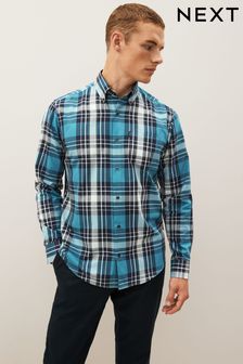Blue/White Check Regular Fit Easy Iron Button Down Oxford Shirt (U06892) | €11