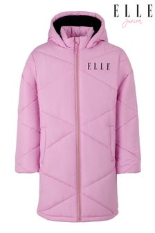 Elle Purple Longer Hem Puffer Coat (U06918) | €89 - €114