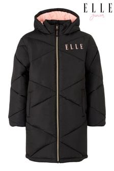 ELLE Black Longer Hem Puffer Coat (U06919) | €89 - €114