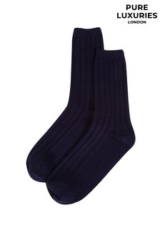 Pure Luxuries London Dalton Cashmere & Merino Wool Ribbed Socks