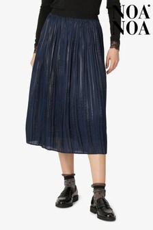 Noa Noa Blue Plissé 3/4 Length Skirt (U08572) | €61