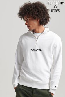 Superdry Code Core Sport Sweatshirt mit kurzem Reissverschluss, Weiss (U08603) | 67 €