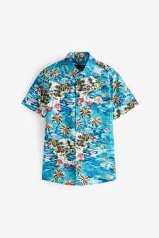 Blue/Green Island Short Sleeve Printed Shirt (3-16yrs) (U09113) | 17 € - 24 €