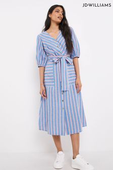 JD Williams Blue Striped Linen Dress (U09214) | 56 €