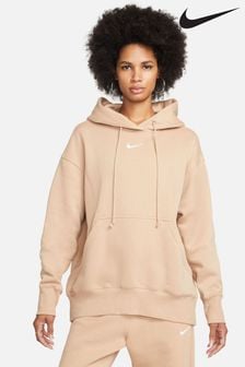 beis - Sudadera de corte extragrande con capucha y logo pequeño de Nike (U09354) | 85 €