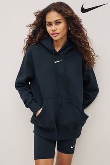 Negro - Sudadera de corte extragrande con capucha y logo pequeño de Nike (U09366) | 85 €