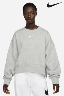 Gri - Bluză flaușată Nike Swoosh supradimensionată pentru copii (U09390) | 328 LEI