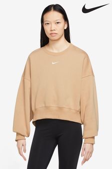 Bezowy - Bluza oversize Nike z małym logo Swoosh (U09391) | 145 zł