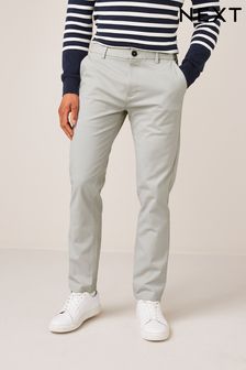 Light Grey Slim Fit Stretch Chino Trousers (U09503) | $49