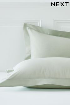 Set of 2 Pale Sage Green Cotton Rich Pillowcases