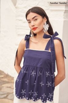 Another Sunday Embroidered Cami Top With Tie Strap In (U09574) | 43 €