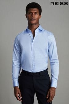 Blau - Reiss Frontier Slim Fit Hemd aus Baumwollsatin mit Stretch (U09749) | 105 €