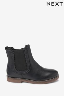 Black Leather Scallop Premium Chelsea Boots (U09772) | €39 - €49
