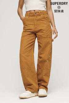 Superdry Organic Cotton Vintage Wide Carpenter Brown Cargo Trousers (U09821) | €38