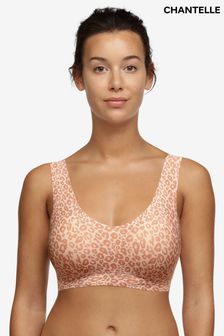 Chantelle Natural Leo Print Soft Stretch Non Wired V-Neck Padded Crop Top (U09838) | ₪ 196