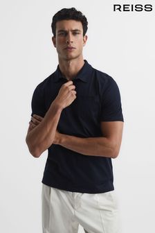 Reiss Navy Hendrix Mercerised Polo T-Shirt (U09841) | ₪ 496