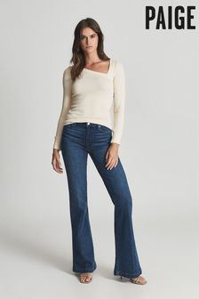 Reiss Mid Blue Genevieve Paige High Rise Flared Jeans (U09900) | $428