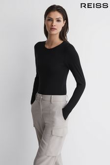 Reiss Black Ester Long Sleeve Bodysuit (U0P291) | OMR44