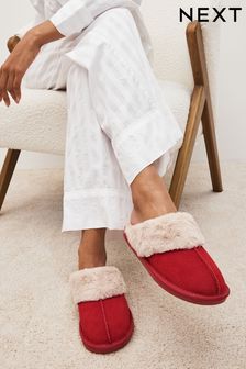 Red Suede Mule Slippers (U10047) | €14.50