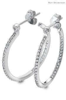 Hot Diamonds Silver Tone White Topaz Hoop Earrings (U10144) | 168 €
