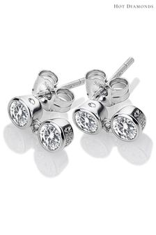 Hot Diamonds Silver Tone Tender White Topaz Double Drop Earrings (U10145) | 77 €