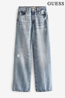 Guess Blue Denim Wide Leg Ankle Jeans (U10215) | OMR59