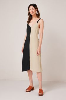 Black/Tan Brown Strappy Midi Dress (U10611) | ₪ 93