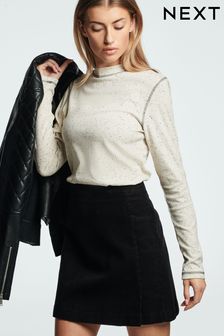 Black Corduroy Mini Skirt (U10613) | $30