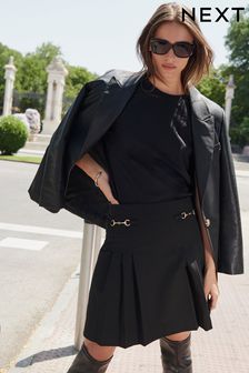 Black - Mini Pleated Kilt Skirt (U10619) | kr520