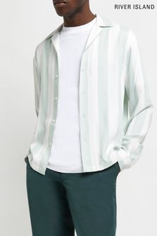 River Island Ecru Cream Long Sleeve Slinky Stripe Shirt (U10716) | 43 €