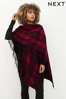 Red Check Wrap Poncho (U10824) | €24