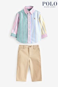 Polo Ralph Lauren Neonati Rosa Completo camicia e pantaloni chino a righe (U10849) | €187