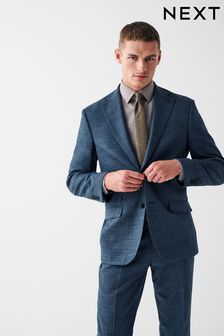 Blue Regular Fit Wool Blend Textured Suit (U11123) | $191