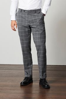 Grey Regular Fit Windowpane Check Suit: Trousers (U11145) | 64 €