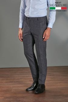 Blue Slim Fit Signature Tollegno Wool Check Suit: Trousers (U11169) | 69 €