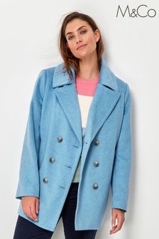 M&Co Blue Button Up Pea Coat (U11314) | $99