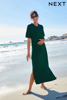 Teal Green Broderie Sleeve Summer T-Shirt Dress (U11932) | €26