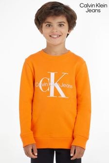 Oranžni deški pulover z monogramom in logotipom Calvin Klein Jeans (U11966) | €38