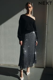 Silver Premium Sequin Pleated Skirt (U11968) | 87 €